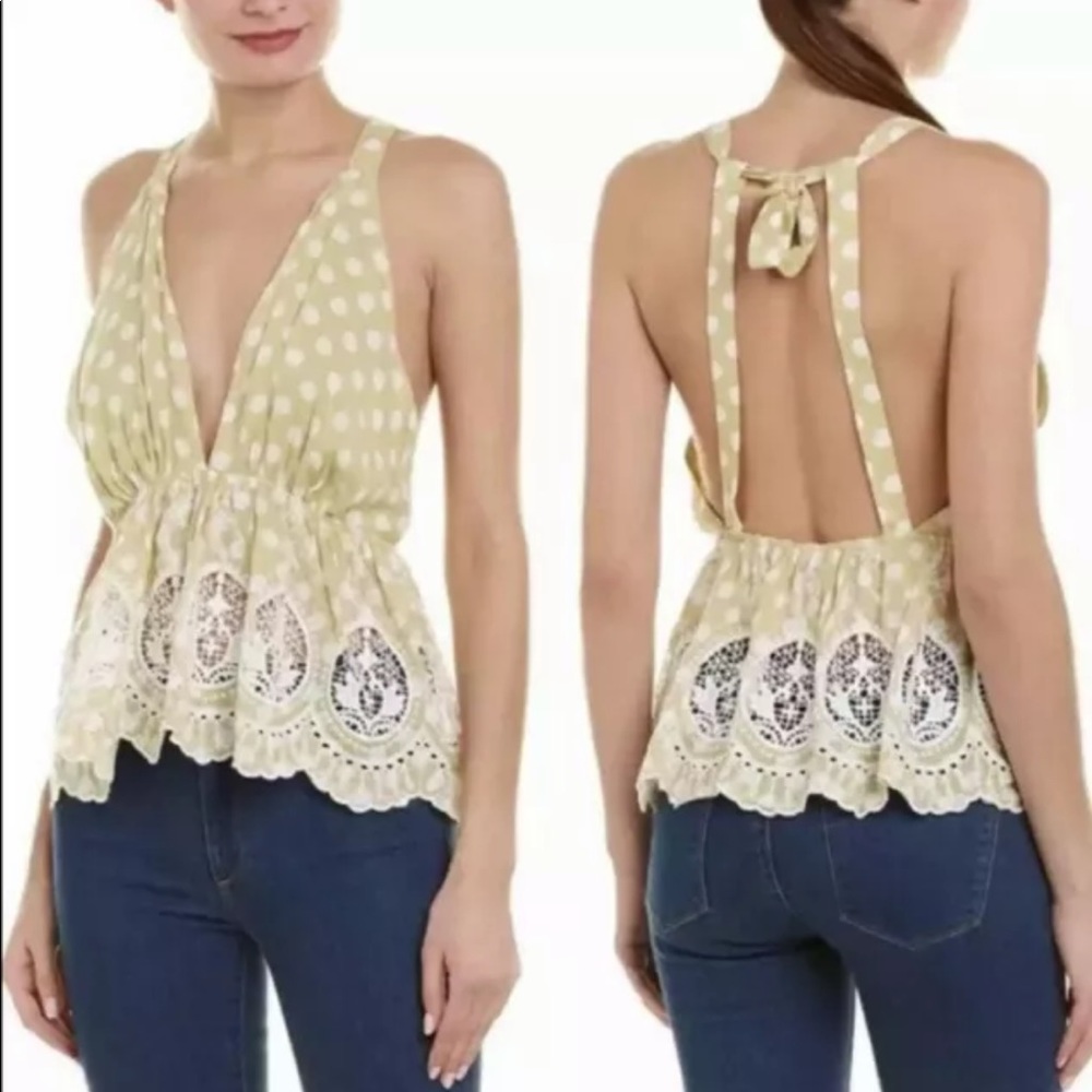 Free People Citron Combo Lunch Date Halter Top